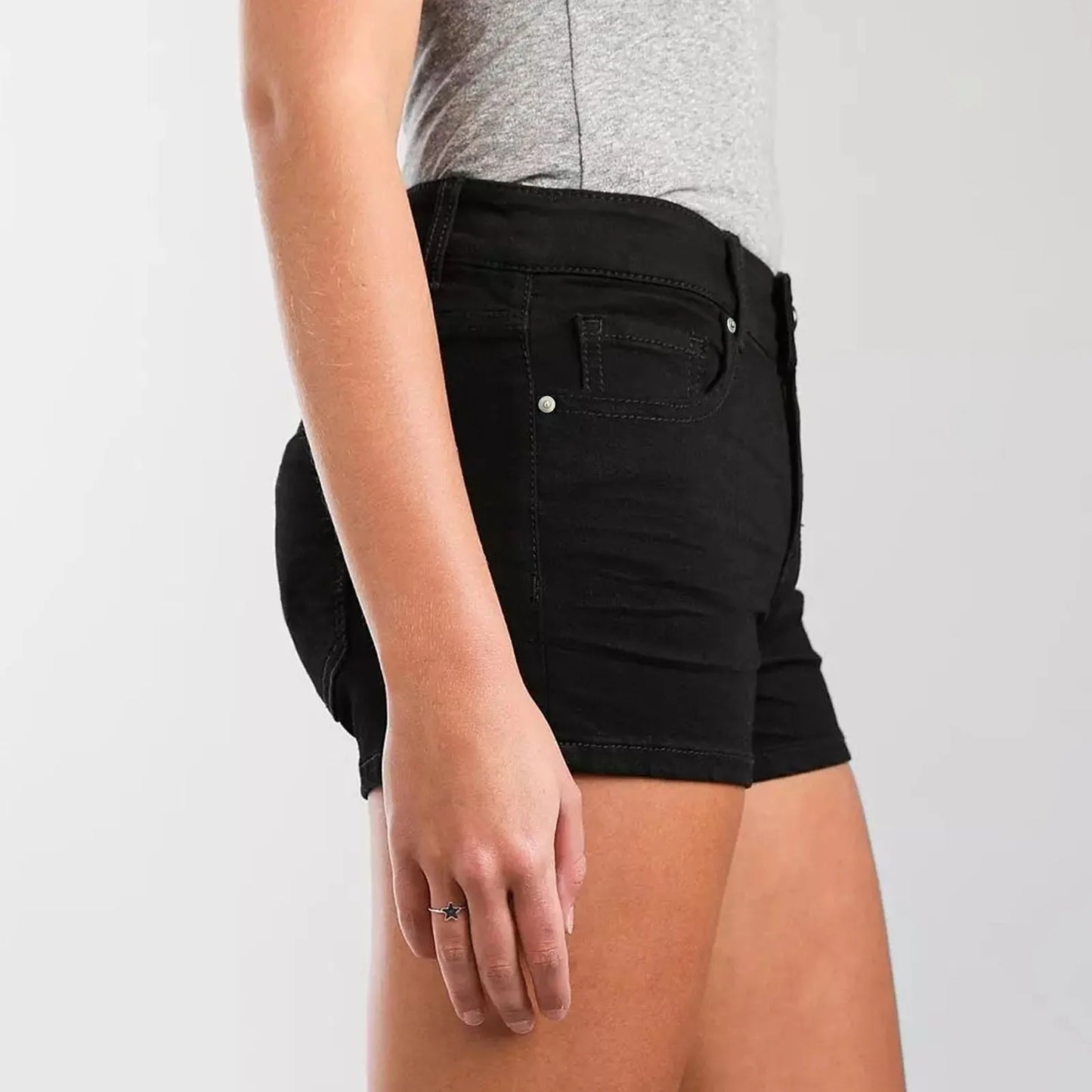 Womens Casual Fashion Slim Pockets Shorts Wrap Buttocks Solid Black Jeans Shorts Women'S Y2k Summer High Waist Casual Shorts