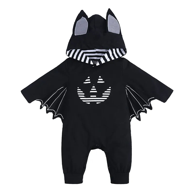 2023 Baby Halloween Cosplay Costume Solid Print Hat+Romper Bag Bone Pumpkin Bodysuit Gift Boy Girl Disguise Vampire Clothes