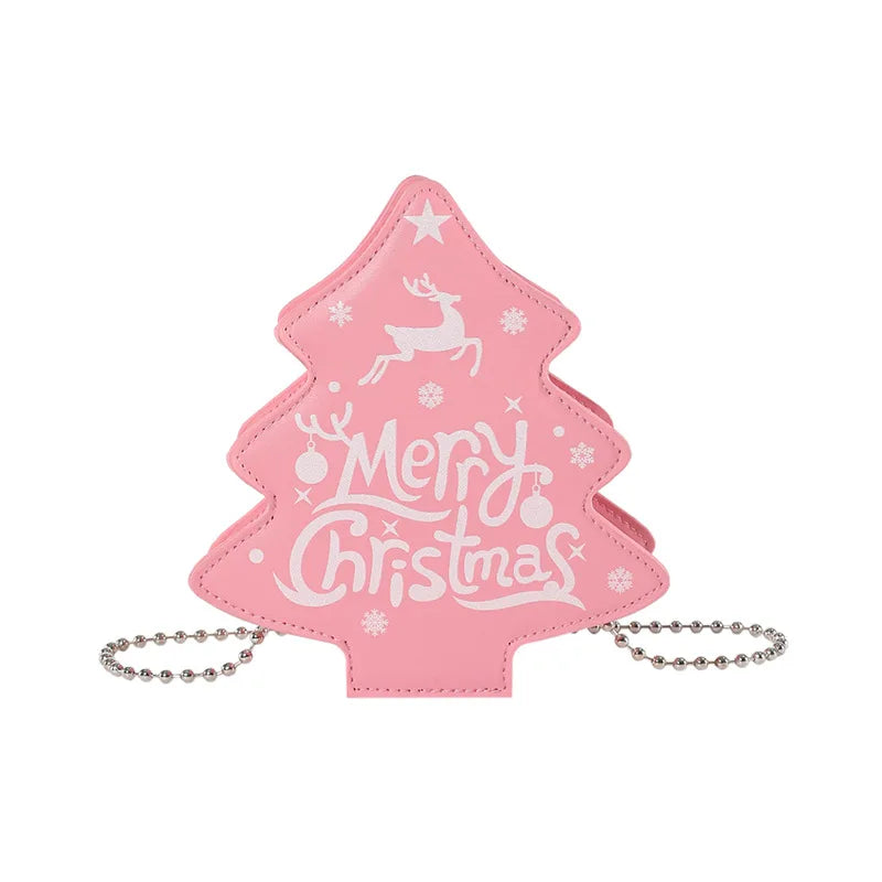 Women Crossbody Bag Christmas Tree Shaped Chain Shoulder Bag Casual Phone Bag for Daily Office Party