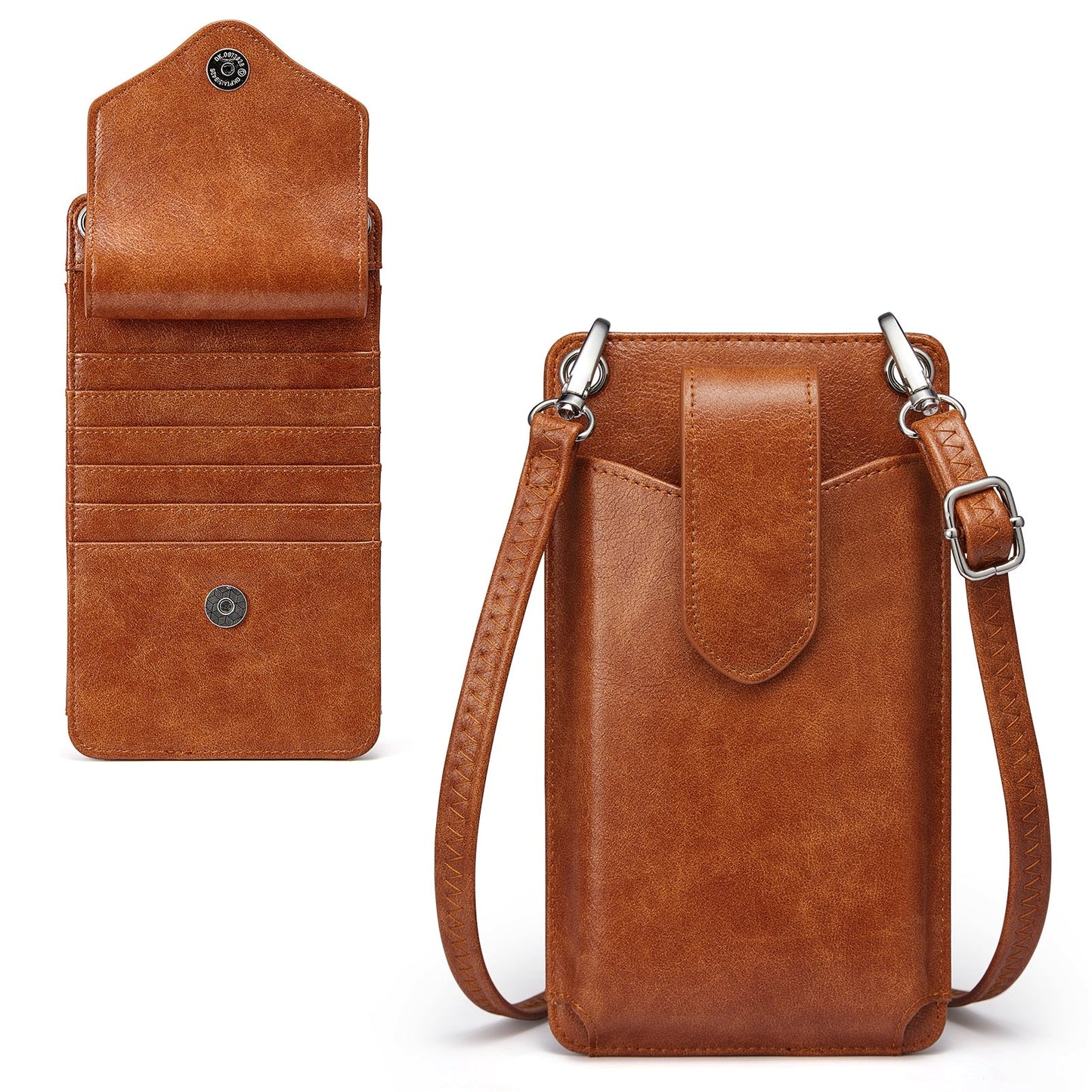 S-ZONE Women Crossbody Cell Phone Purse Wallet Faux Leather Lanyard Case with RFID Blocking