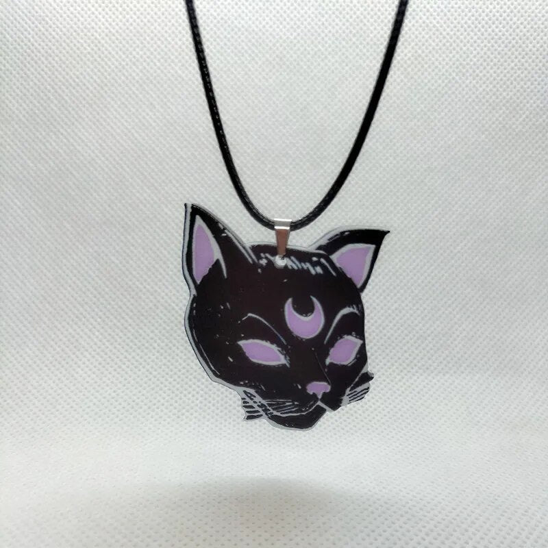 Yungqi Acrylic Bat Pendant Necklaces for Women Girl Minimalist Rope Chain Choker Halloween Animal Necklace Jewelry Collier