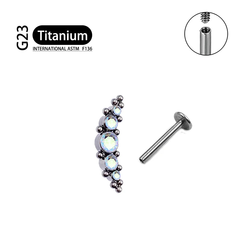 Titanium G23 Zircon Opal CZ Labret Internally Threaded Earring Helix Tragus Cartilage Prevent-allergies Ear Piercing Jewelry