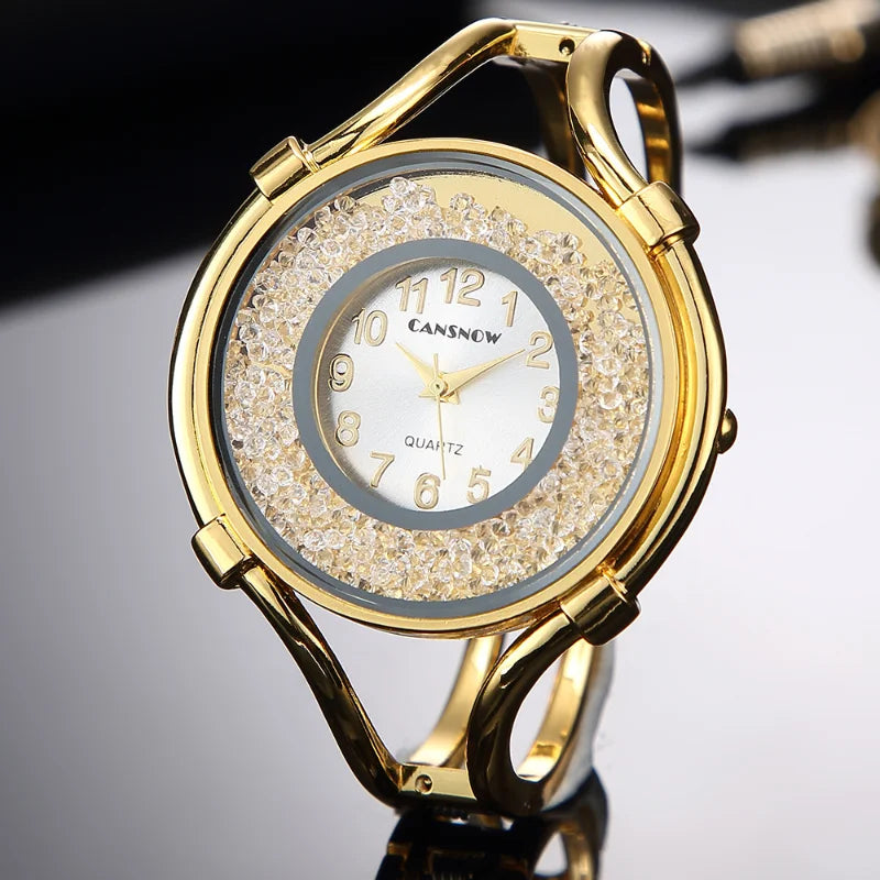 Women'S Watches Gold Diamond Quartz Bracelet Wrist Watch Big Dial Ladies Clock Stainless Steel Reloj Mujer Gift For Girlfriend