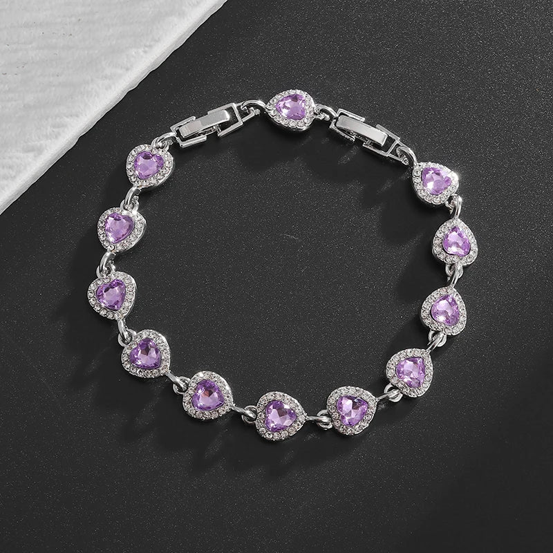 Exquisite Shiny Heart Shaped Zircon Bracelet Women Fashion Elegant Wedding Party Jewelry Girls Gift