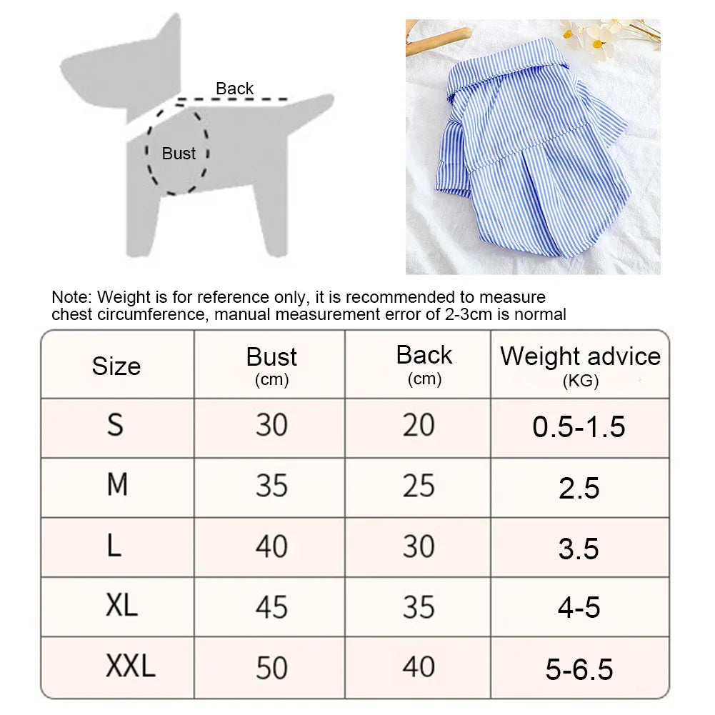 2024 Dog Clothes Bowknot Striped Shirts for Dogs Clothing Cat Small Thin Summer Blue Fashion Boy Girl Chihuahua Pet Products
