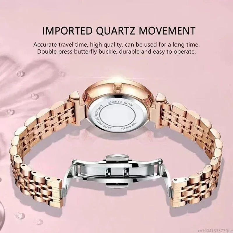 Luxury Woman Wristwatch Elegant Waterproof Stainless Steel Watch for Ladies Dress Diamond Quartz Women's Watches Reloj 2025 New