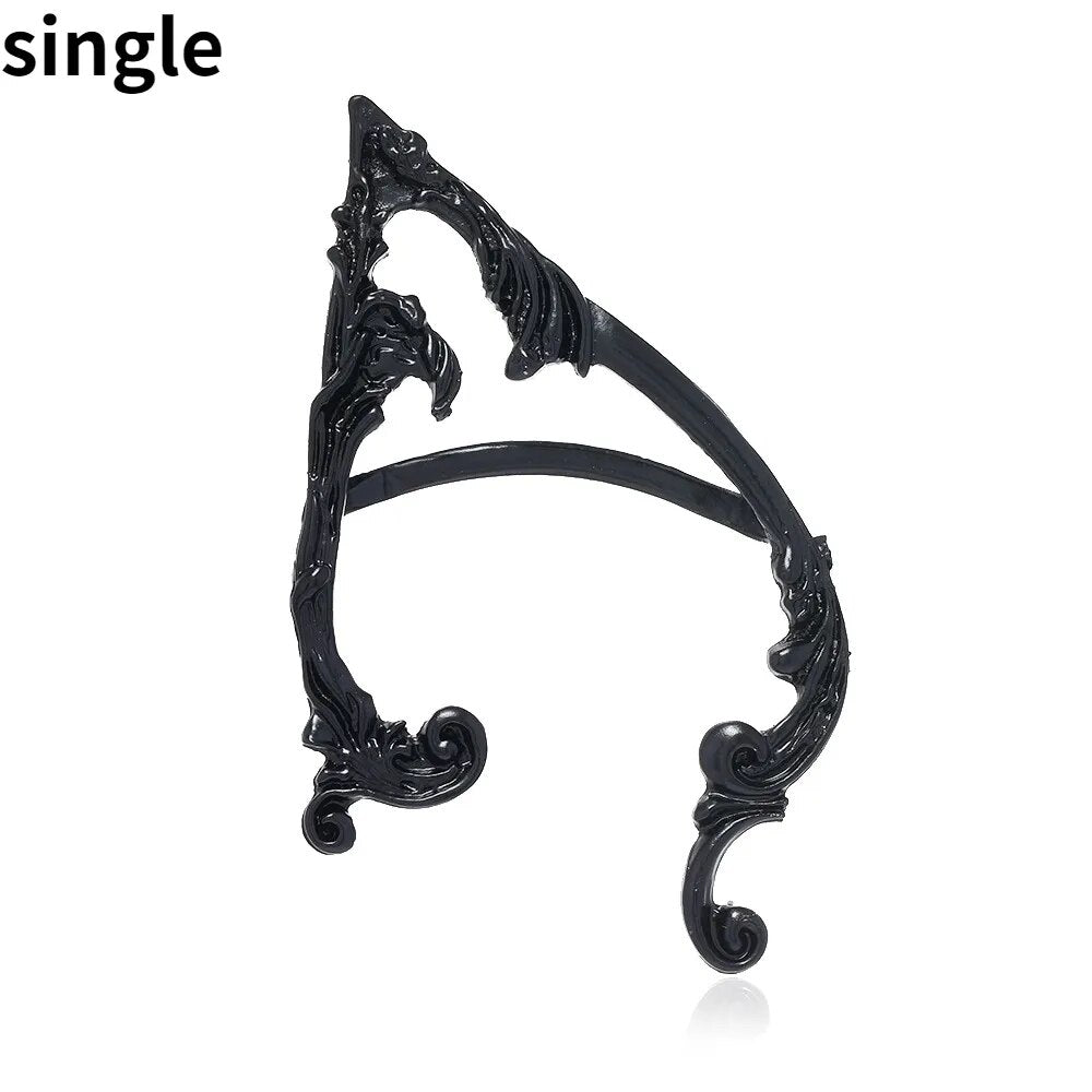 Punk Fairy Ear Cuff Earring Dark Elf Ear Clip No Piercing Earrings For Women Silver Color Goth Halloween Earcuff Jewelry