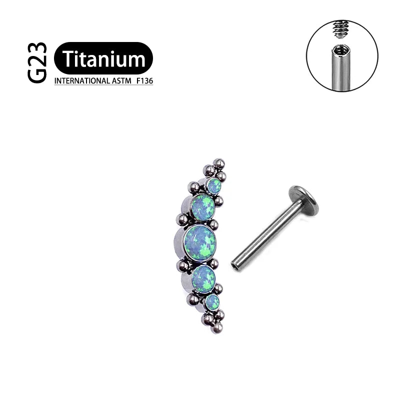Titanium G23 Zircon Opal CZ Labret Internally Threaded Earring Helix Tragus Cartilage Prevent-allergies Ear Piercing Jewelry