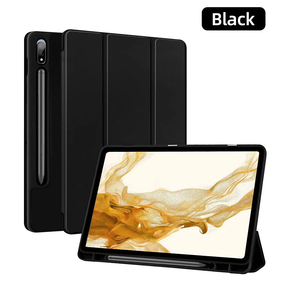 For Samsung Galaxy Tab Case Silicone Tablet Cover for S7/S8/S9 11in S7/S8/S9 Plus 12.4in S6Lite Magnetic Case With Pen Slot