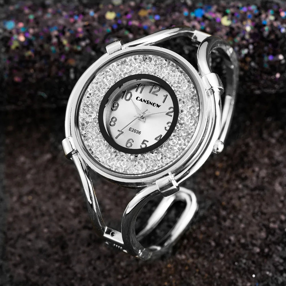 Women'S Watches Gold Diamond Quartz Bracelet Wrist Watch Big Dial Ladies Clock Stainless Steel Reloj Mujer Gift For Girlfriend