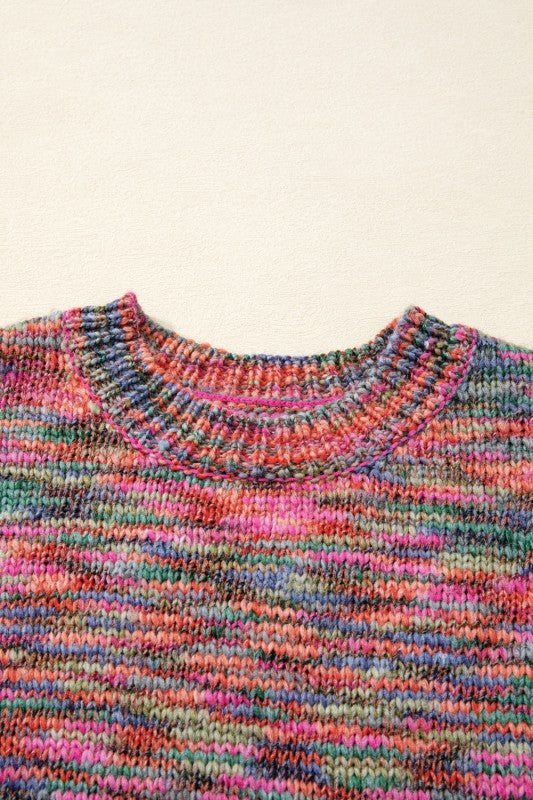 Space Dye Crew Neck Sweater with casual jeans