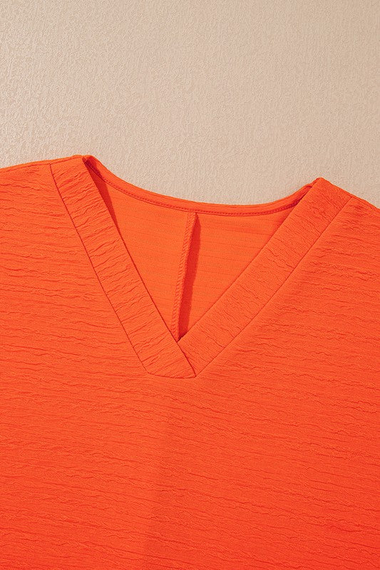 Textured V-Neck Tee & Shorts Set