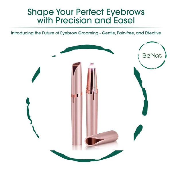 The Effortless Beauty Kit: A rechargeable 3-piece set displayed, including an electric facial hair remover, an electric eyebrow razor, and a heated eyelash curler.