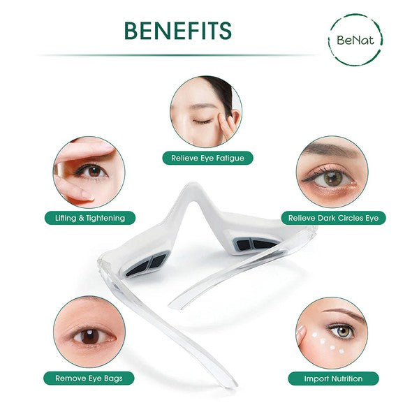 Under-eye red light therapy mask with ergonomic design and LED lights targeting dark circles and puffiness