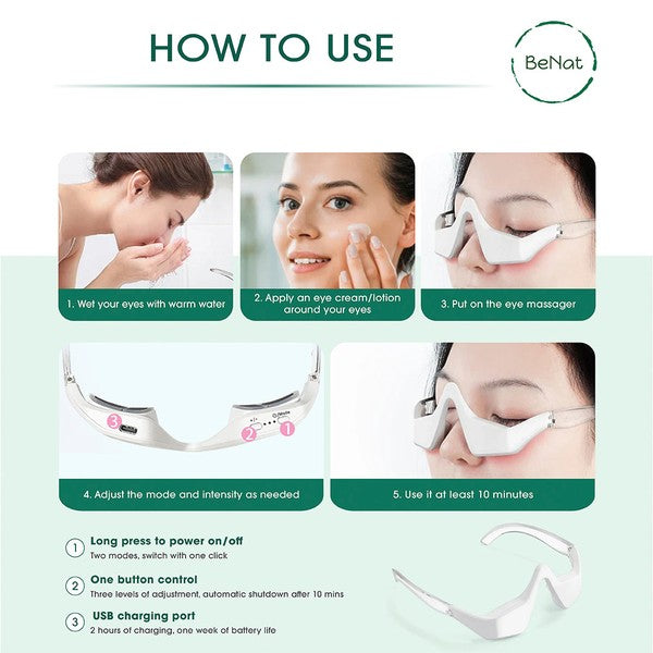 Under-eye red light therapy mask with ergonomic design and LED lights targeting dark circles and puffiness