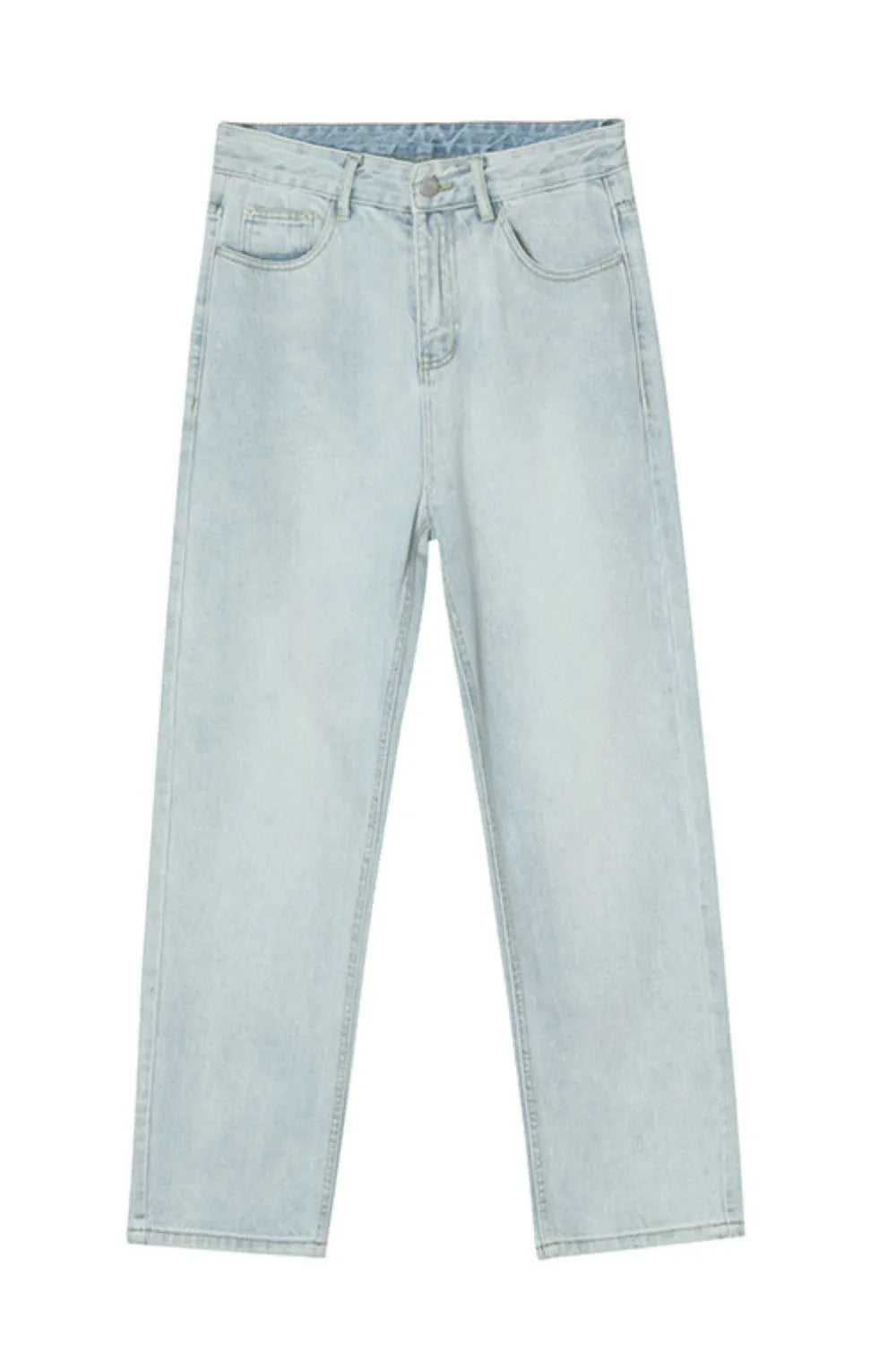 Classic silhouette. Modern edge. These jeans combine the timeless appeal of a straight leg with the sleekness of a slim fit—finished in a washed tone that adds character to every step.