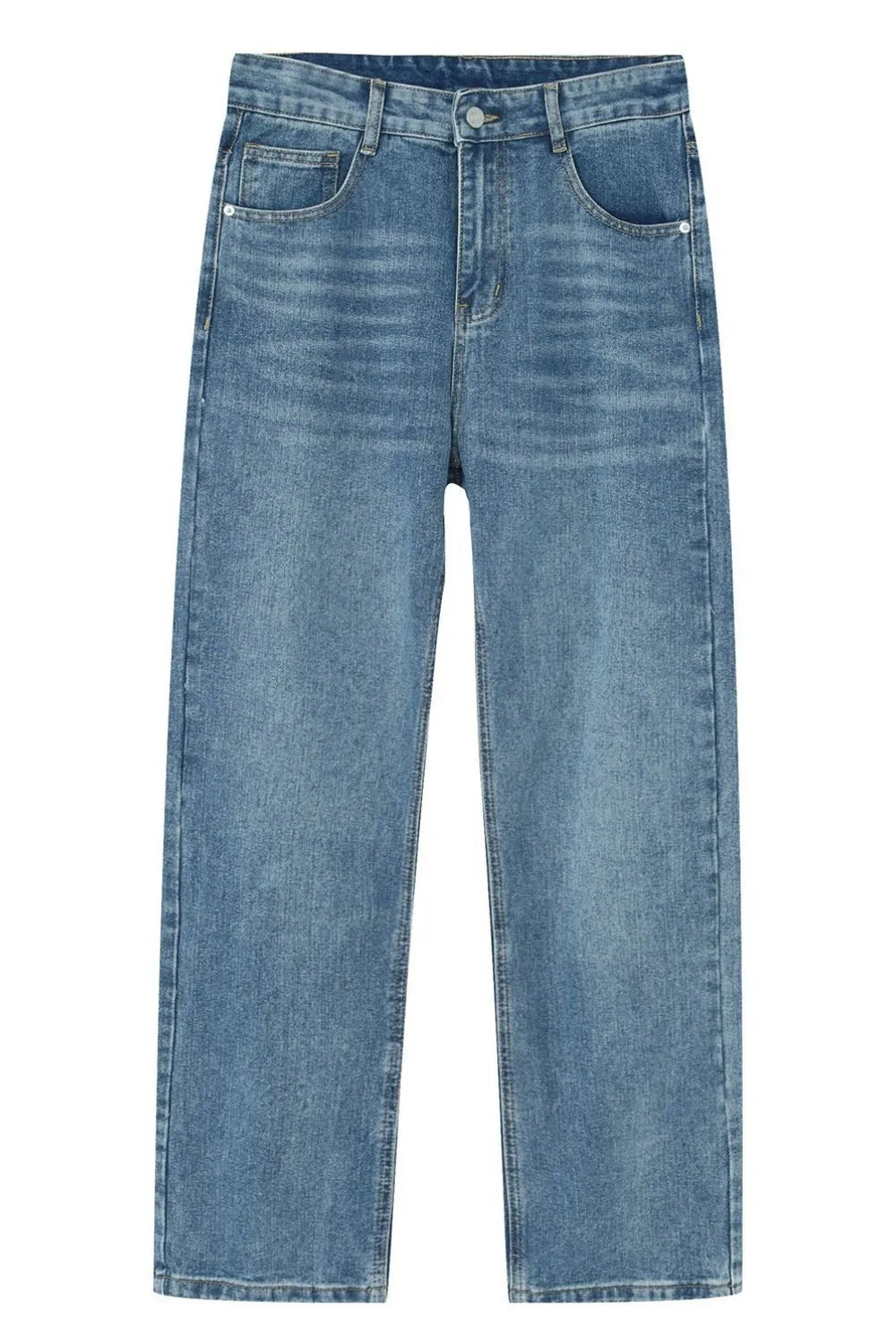 Classic silhouette. Modern edge. These jeans combine the timeless appeal of a straight leg with the sleekness of a slim fit—finished in a washed tone that adds character to every step.