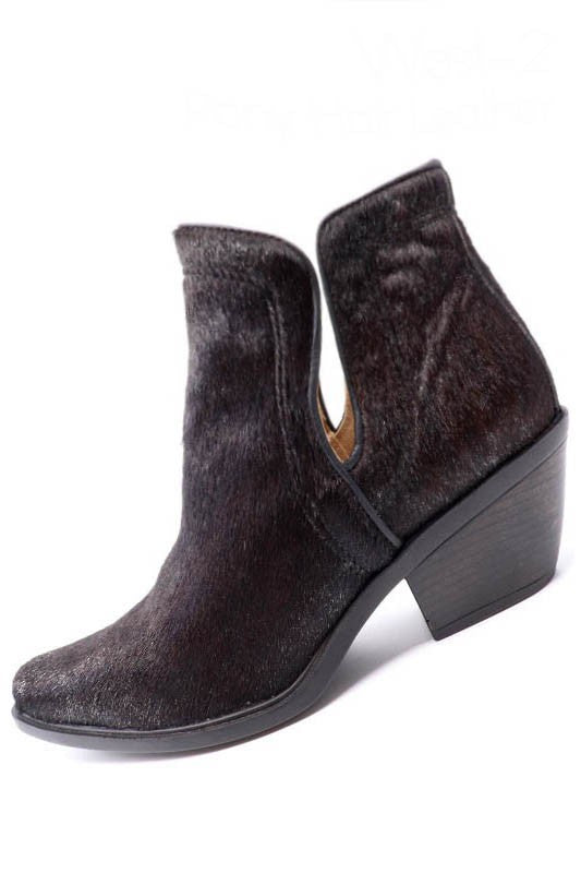 Western ankle booties pointed toe, chunky stacked heel, and side zip entry