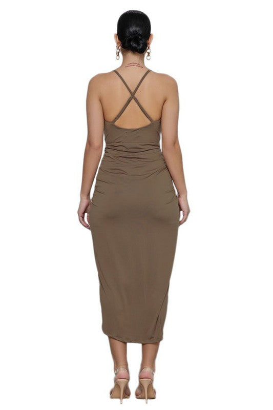 The sexy Maxi Dress 6 features a figure-skimming silhouette, a dramatic plunging neckline, and a flowy, floor-length skirt that moves with every step.