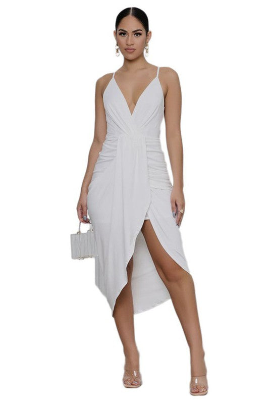 The Sexy Maxi Dress 8 is a sleek, body-skimming gown featuring a plunging neckline, a high-cut slit, and a flowing silhouette that exudes sultry elegance while remaining effortlessly wearable
