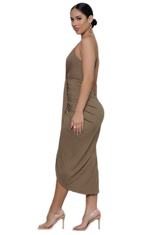 The sexy Maxi Dress 6 features a figure-skimming silhouette, a dramatic plunging neckline, and a flowy, floor-length skirt that moves with every step.