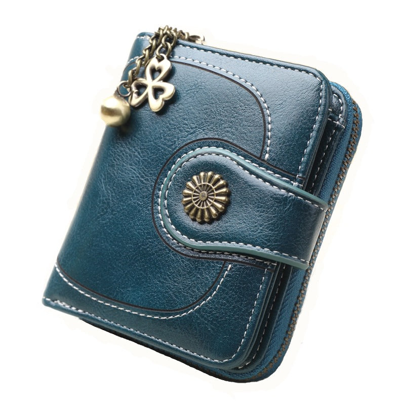 Women's New Coin Purse Cross Border Source Oil Leather Clutch Retro Oil Wax Leather Coin Bag Card Holder Card Holder H828