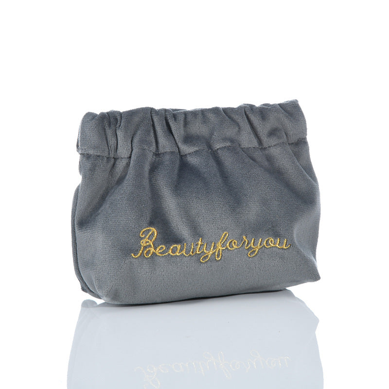 Alphabet-embroidered Velvet Shrapnel Coin Purse