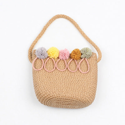 Girls' Straw Coin Purse Travel Princess One Shoulder