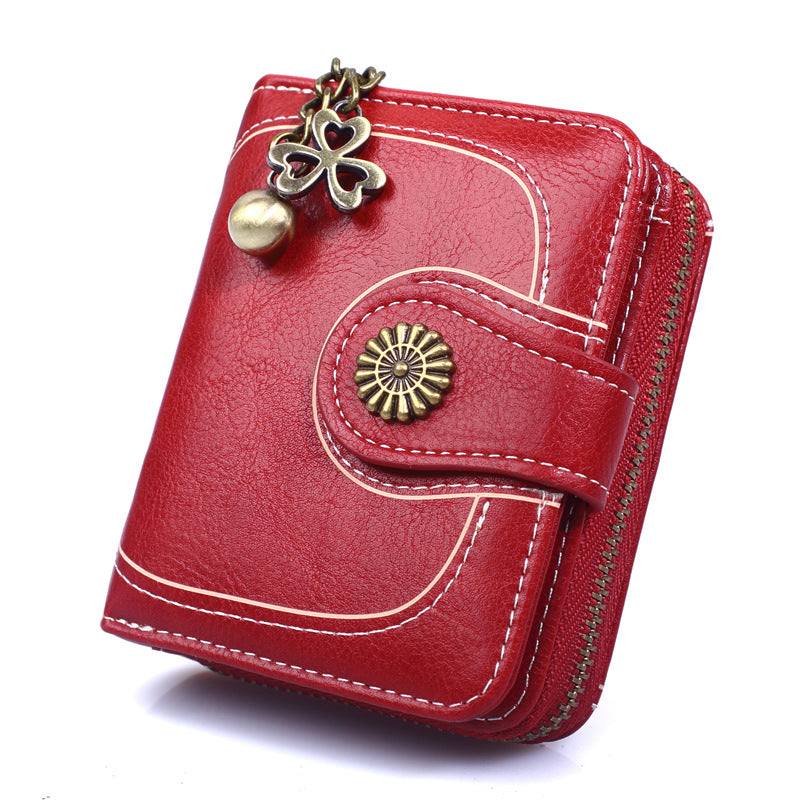 Women's New Coin Purse Cross Border Source Oil Leather Clutch Retro Oil Wax Leather Coin Bag Card Holder Card Holder H828