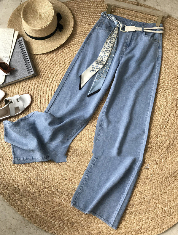 Women's High-waist Tencel Denim Wide-leg Pants