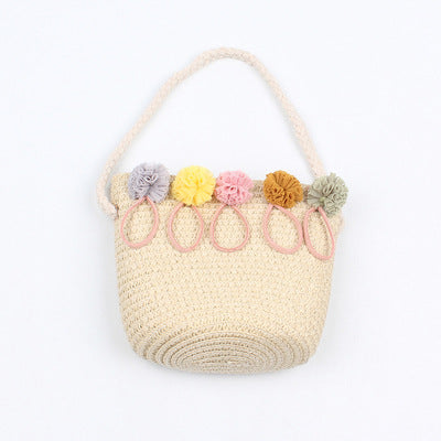 Girls' Straw Coin Purse Travel Princess One Shoulder
