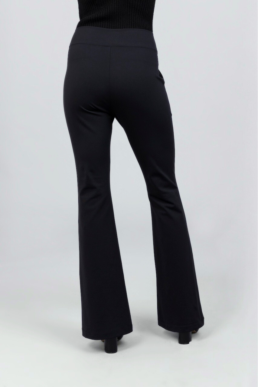 VICTORIA HIGH WAIST FLARE PANT: BLACK PONTE