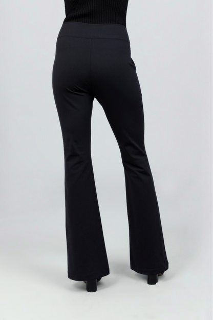 VICTORIA HIGH WAIST FLARE PANT: BLACK PONTE