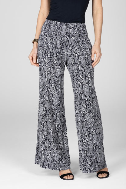 PORTOFINO TRAVEL PANT: BLACK PAISLEY