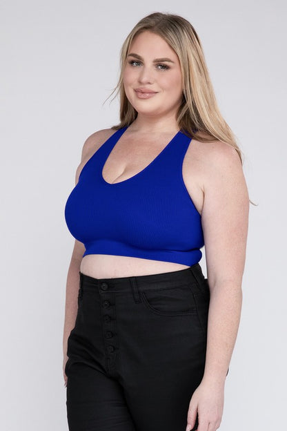 Plus Sized Ribbed Cropped Tank Top