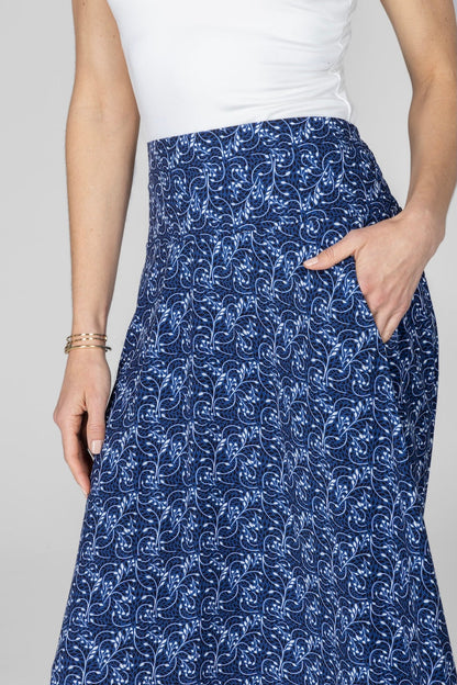 PORTOFINO SKIRT: BLUE VINES