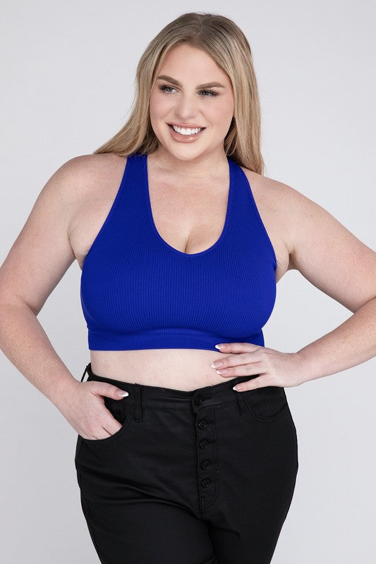 Plus Sized Ribbed Cropped Tank Top