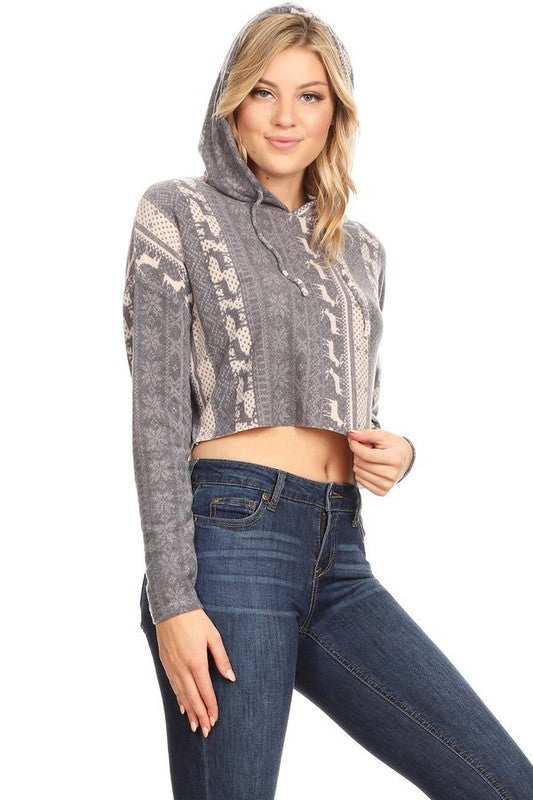 Long Sleeve Cropped Hoodie Top