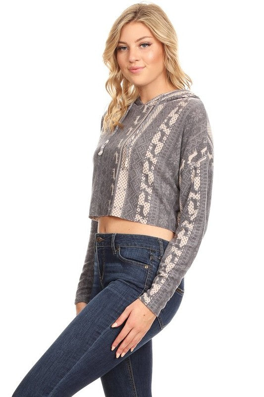 Long Sleeve Cropped Hoodie Top