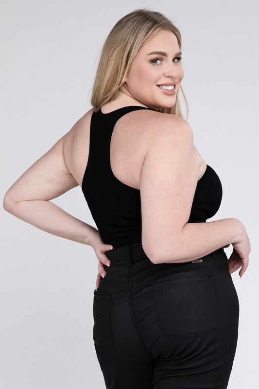 Plus Sized Ribbed Cropped Tank Top