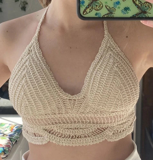 Women Summer Vacation Sleeveless Solid Slim Tie Crochet Top Crochet hook