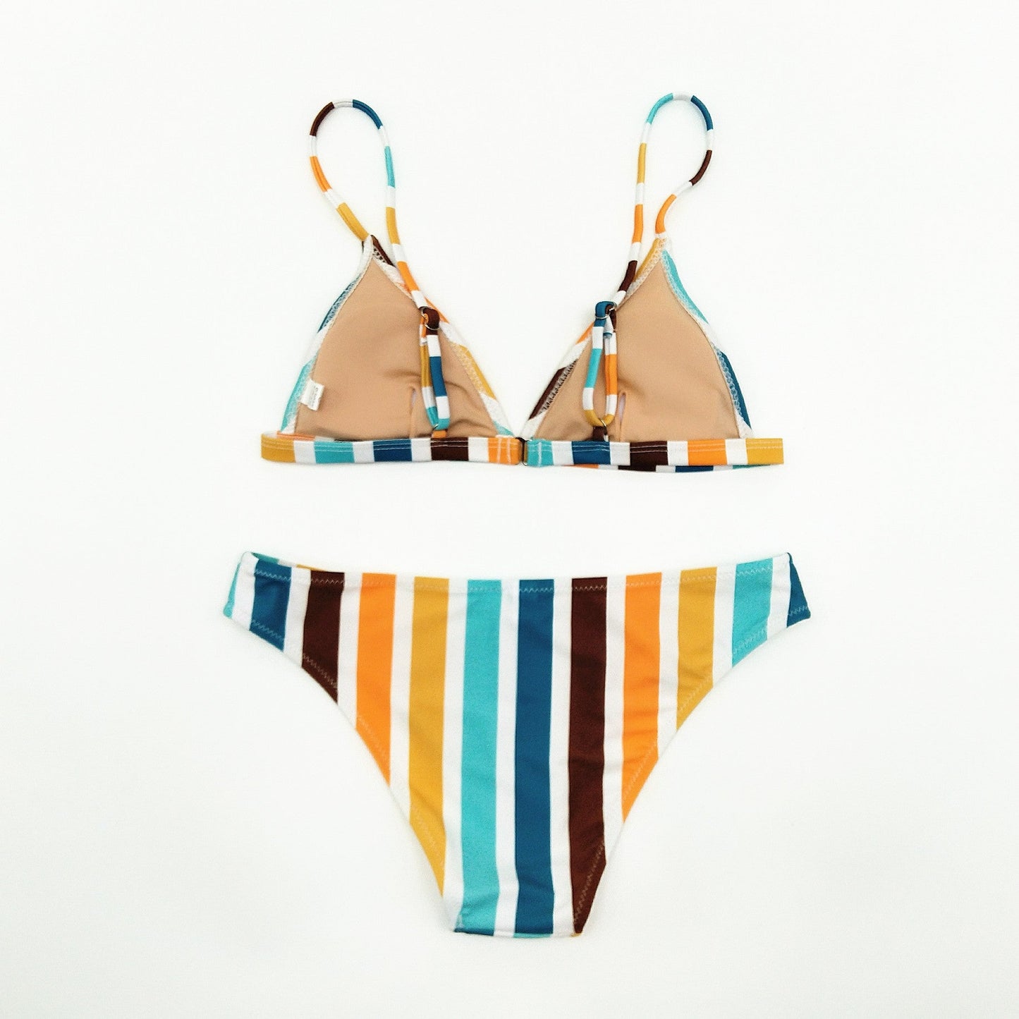 Rainbow Gray Striped Printed Swimsuit Triangle Bikini Sexy Split Swimsuit