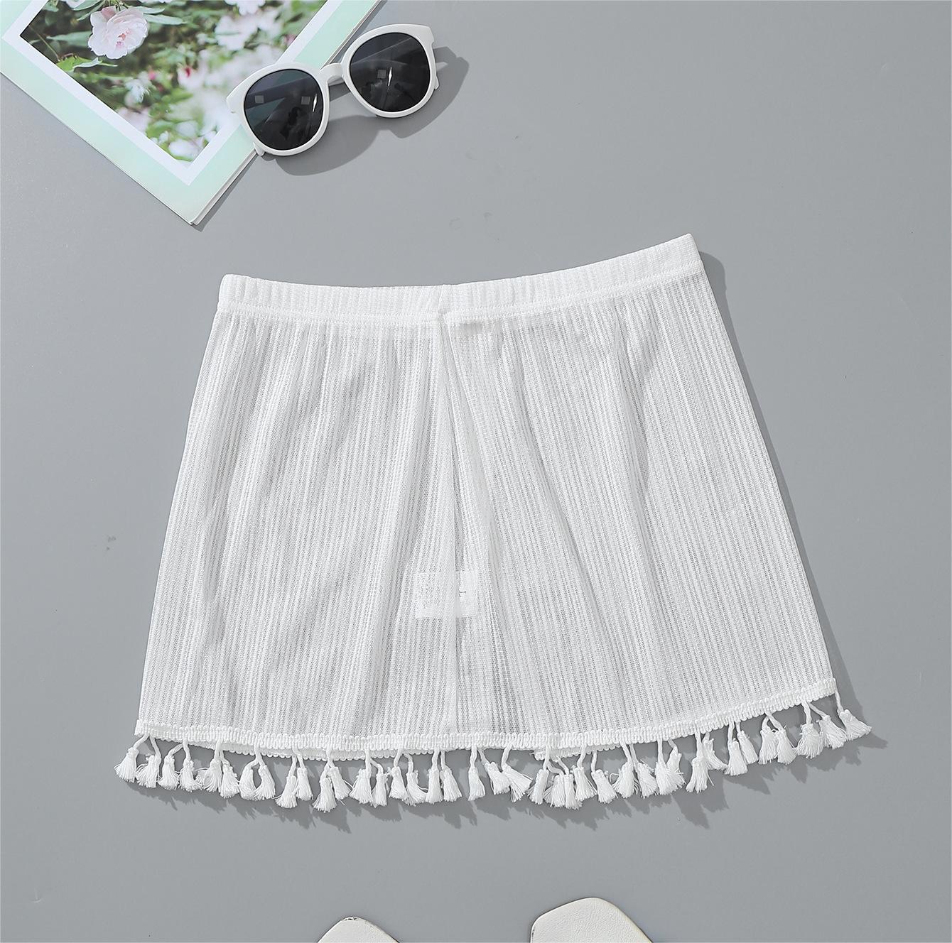 Beach Skirt Bikini Cover Up Skirt Sexy Mesh Tassel Blouse Swimsuit Women