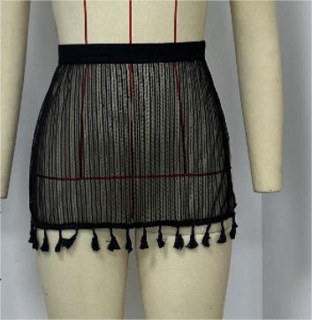 Beach Skirt Bikini Cover Up Skirt Sexy Mesh Tassel Blouse Swimsuit Women