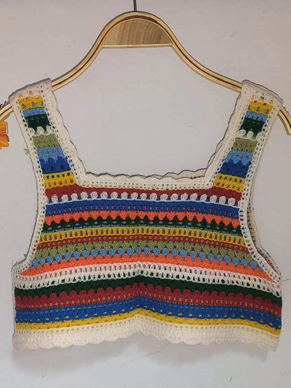 Women Summer Crocheted Halter Crop Top Crochet hook