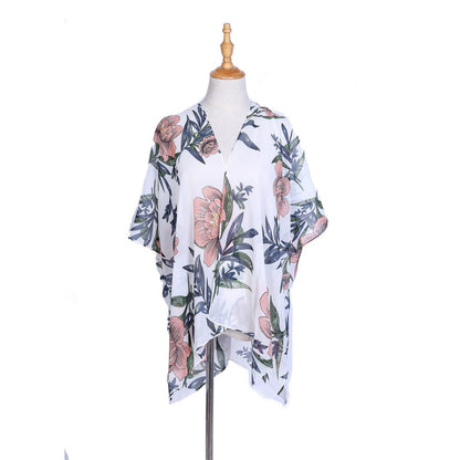 Spring Summer Floral Print All Match Bikini Sun Protective Blouse