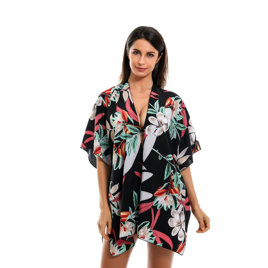 Spring Summer Fresh Floral Print Sun Protection Cardigan