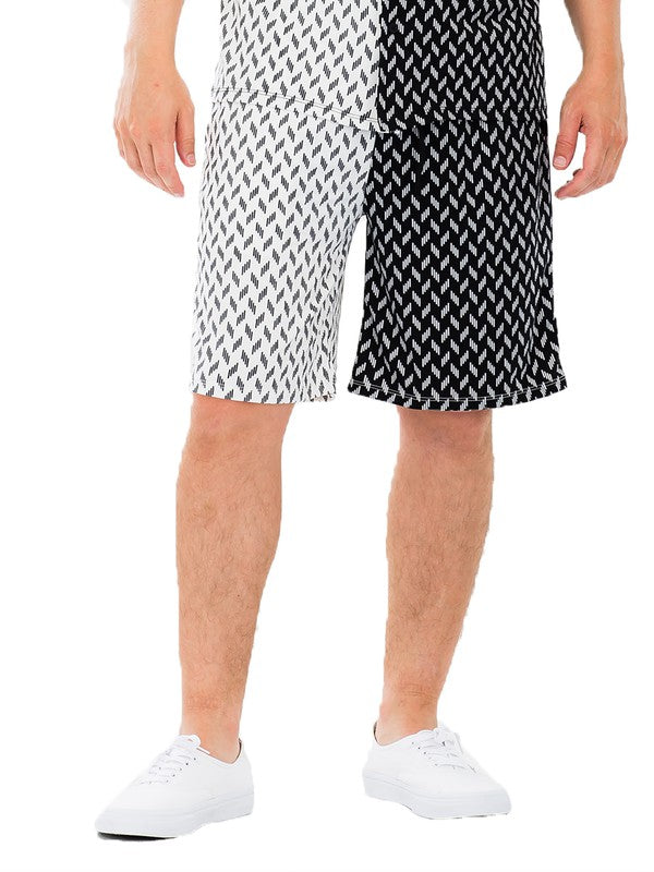 Weiv Mens Diamond Two Tone Print Shorts