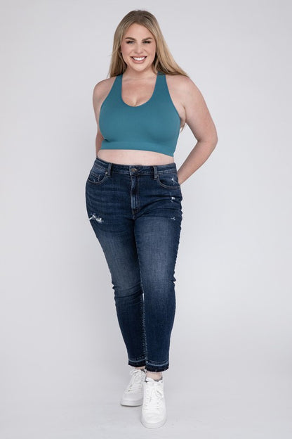 Plus Sized Ribbed Cropped Tank Top