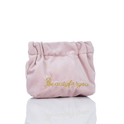 Alphabet-embroidered Velvet Shrapnel Coin Purse